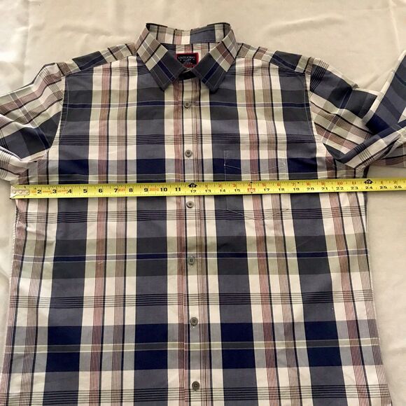Untuckit Blue Plaid Slim Fit Long Sleeve Collared Cotton Button Down Shirt L - Picture 4 of 6